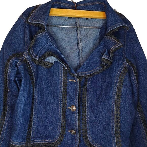 The Pyramid Collection Peplum Denim Jacket - Picture 4 of 9